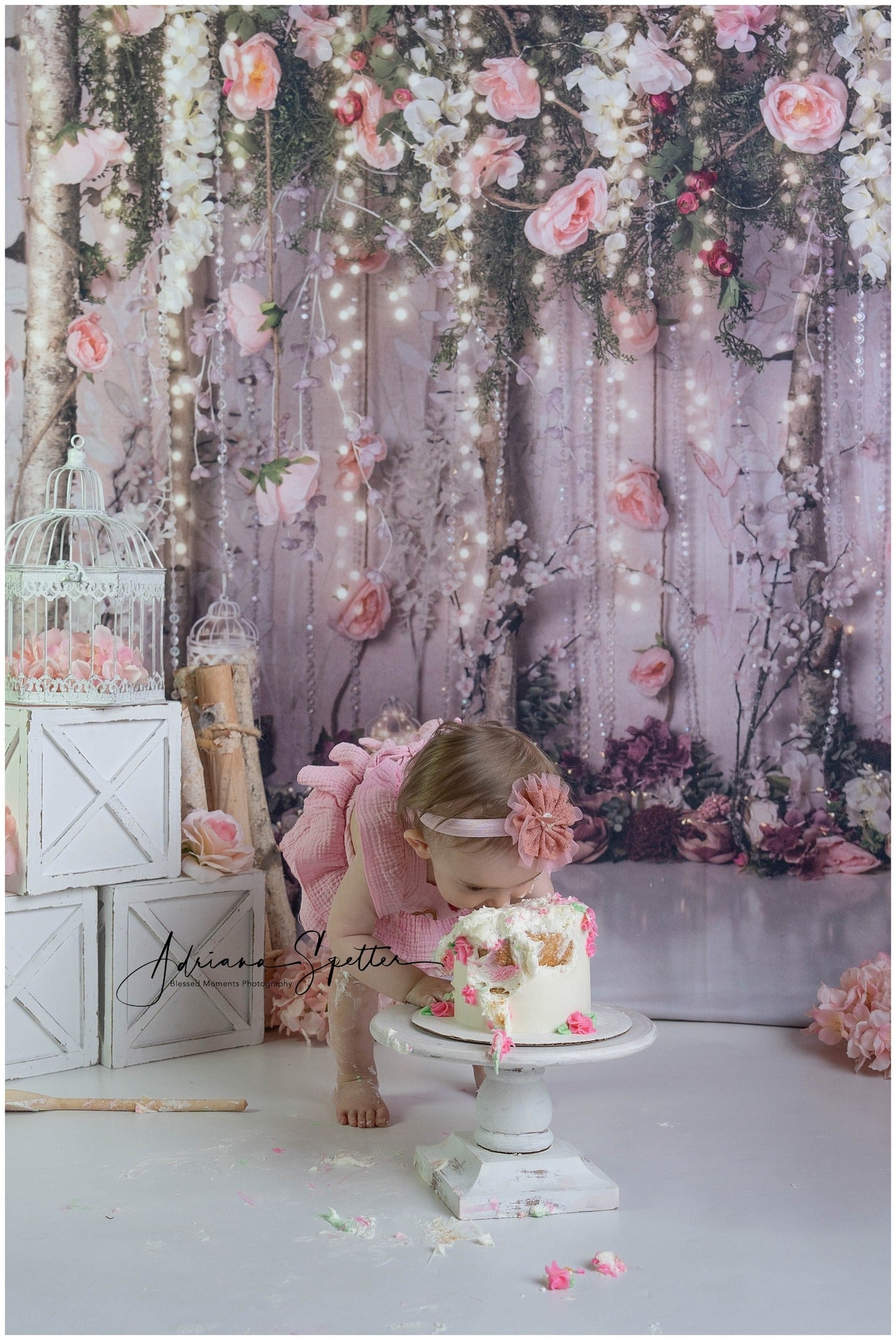 Flower Backdrop Romantic Garden Fairy Lights Valentine's Day Backdrop UK MRR9-116