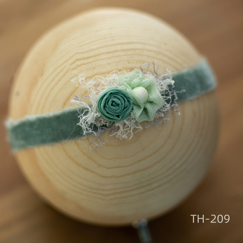 Newborn Photography Velvet Flower Pearl Headband Hair Accessories TH2