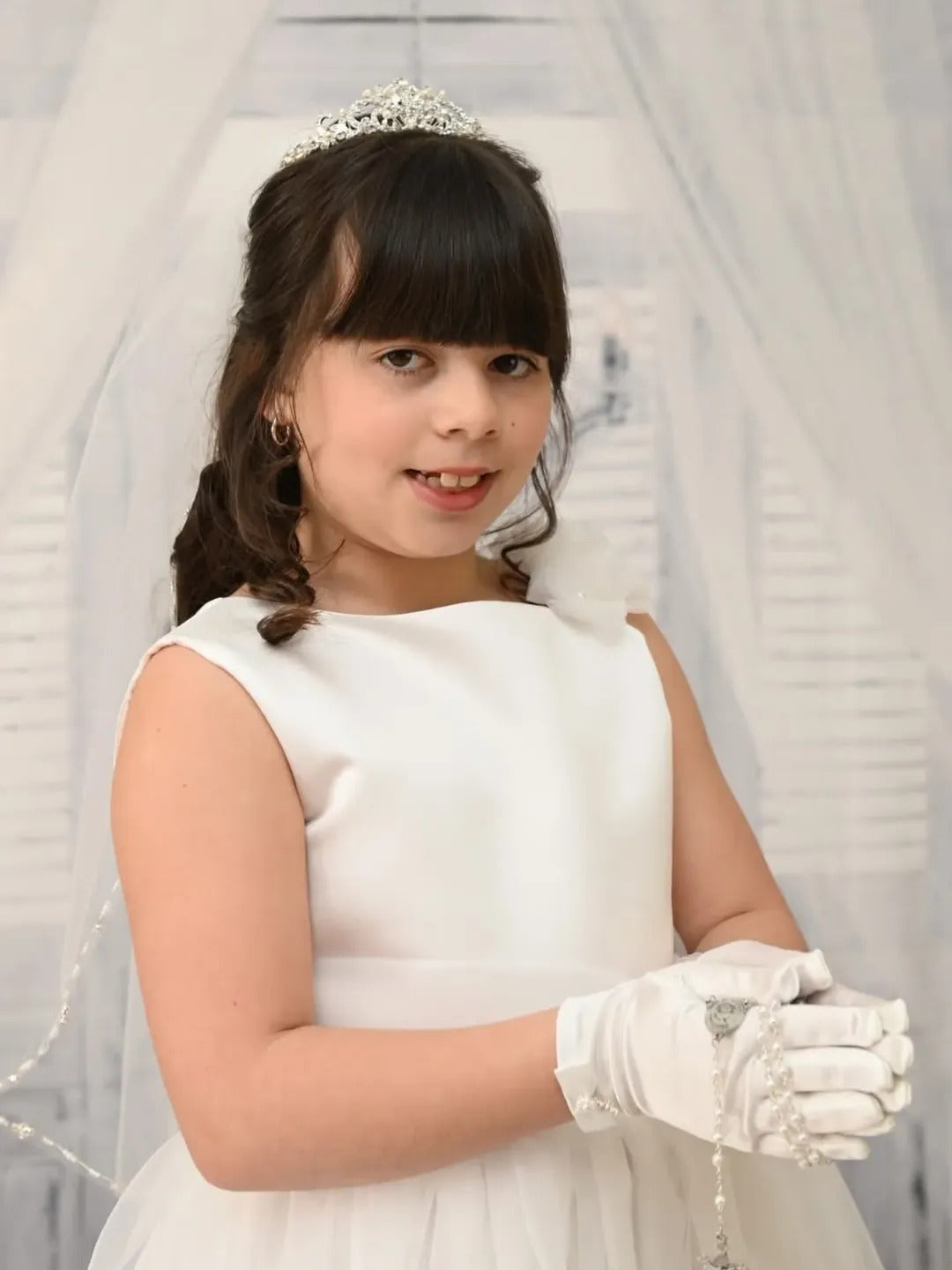 White Retro Wood Door Window Curtain backdrop UK for Photo Shoot CM-6259