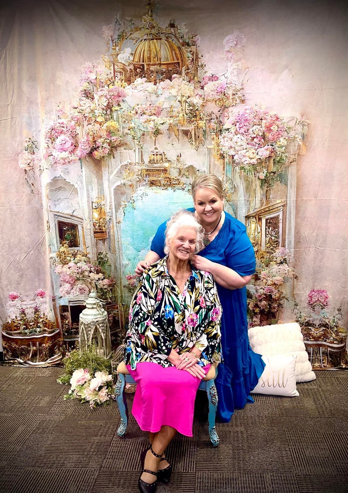 Oil Painting Palace Flower Photography Backdrop UK M-37