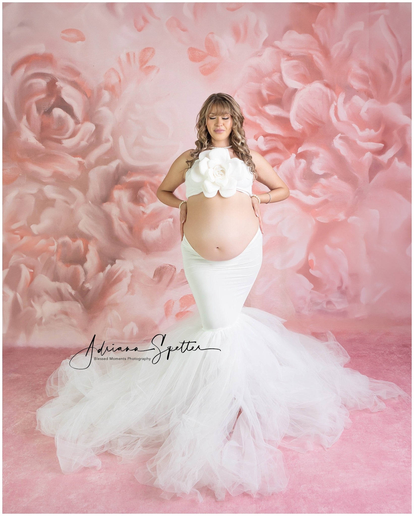 Floral Backdrop Soft Pink Blooming Petals Flower Photo Backdrop UK MRR9-111