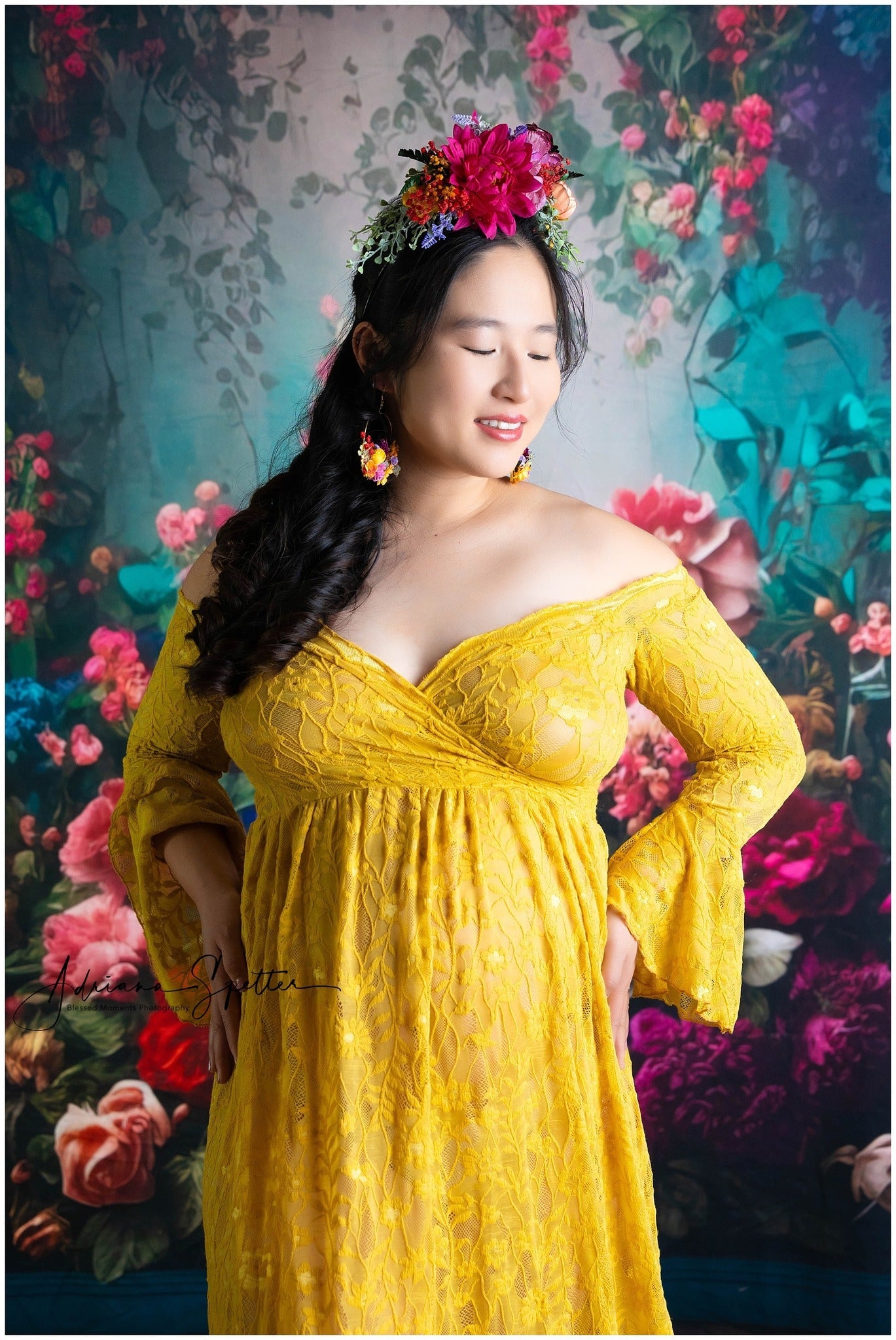 Vintage Flower Backdrop Romantic Garden Blooming Floral Vintage Backdrop UK MRR9-105