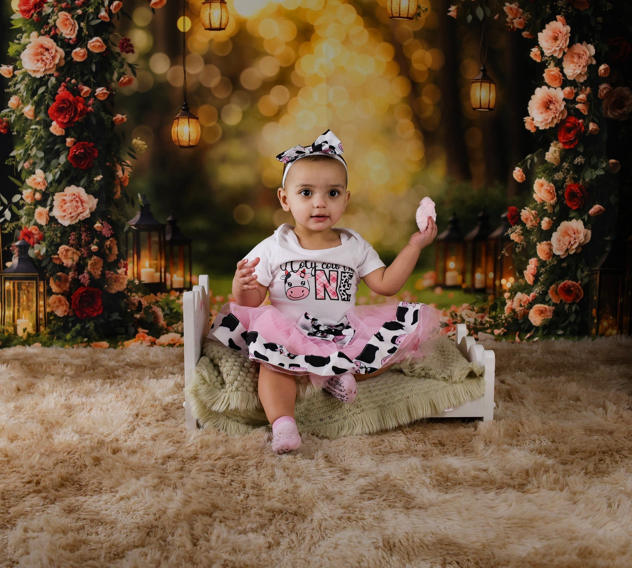 Flower Backdrop Romantic Rose Arch Lanterns Floral Photo Backdrop UK MRR9-81