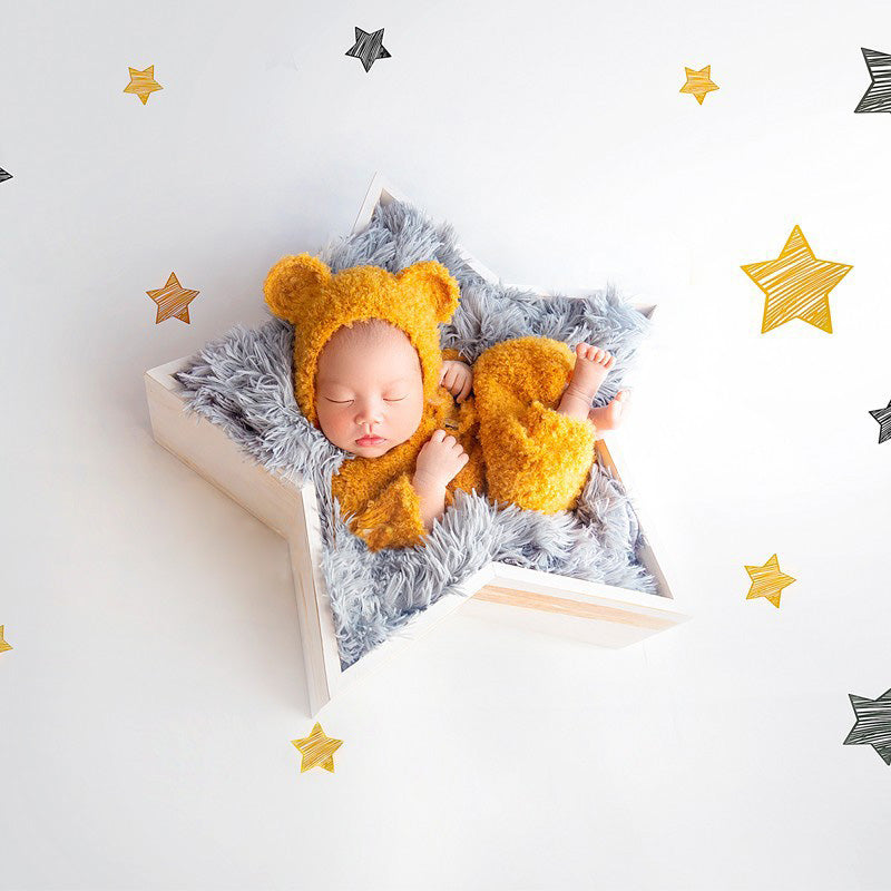 DBackdrop Wooden Star Shaped Newborn Photography Props SYPJ3(brown、yellow、white)