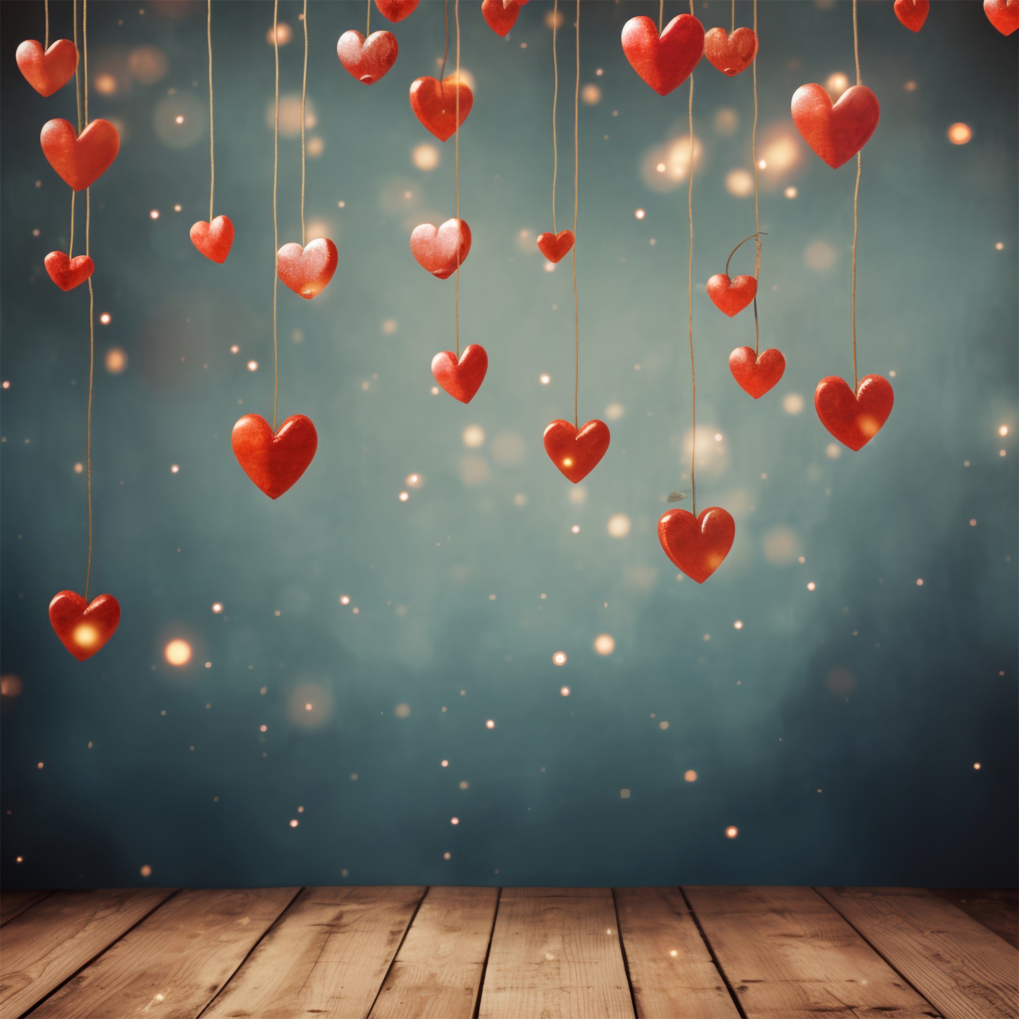 Valentine's Day Backdrop Glowing Heart String Festive Backdrop UK BRP1-107