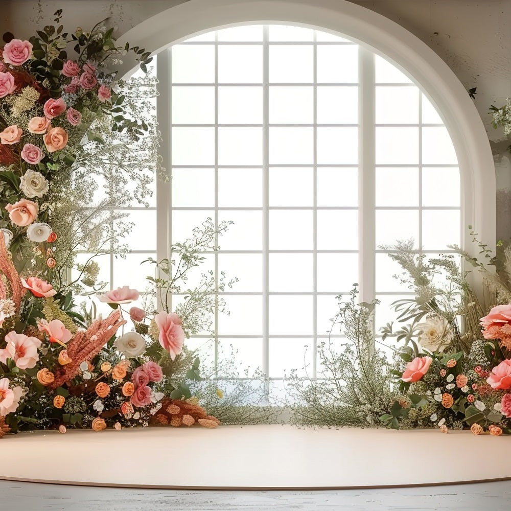 Valentine's Photo Backdrop Floral Arch Window Backdrop UK BRP1-134
