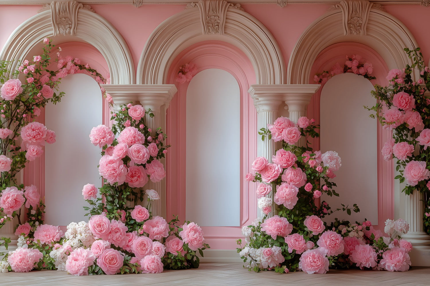 Photoshoot Valentines Backdrop Pink Flowered Archway Backdrop UK BRP1-152