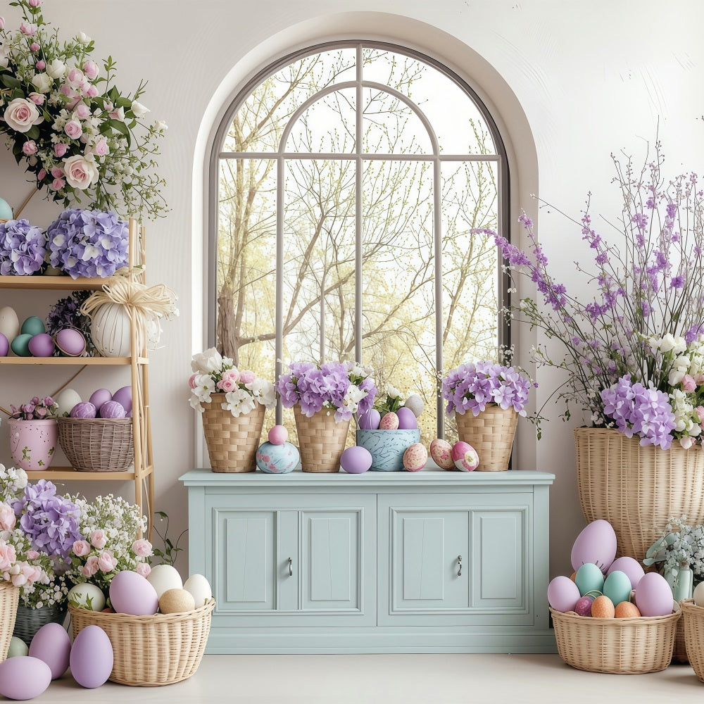 Photography Backdrop Easter Springtime Lavender Egg Display Backdrop UK BRP1-232