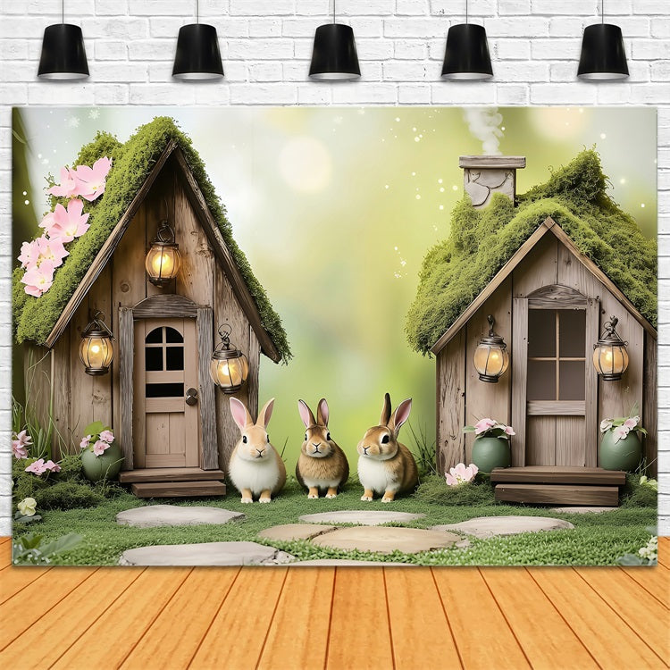 Easter Backdrops Photography Dreamy Moss-Covered Bunny Homes Backdrop UK BRP1-260