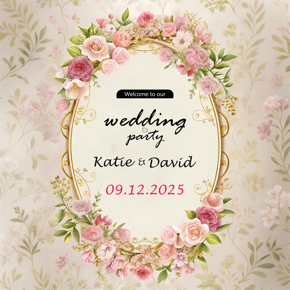 Custom Wedding Backdrops Elegant Floral Party Backdrop UK BRP1-393