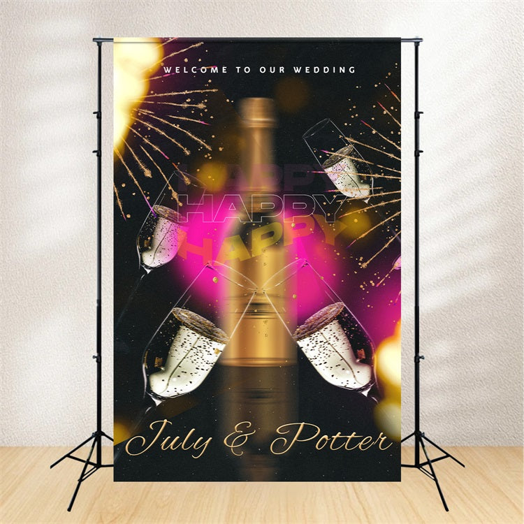 Custom Wedding Photo Backdrops Champagne Toast Celebration Backdrop UK BRP1-396