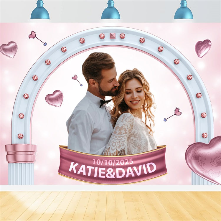 Wedding Backdrop Personalized Arch Sparkling Hearts Backdrop UK BRP1-407