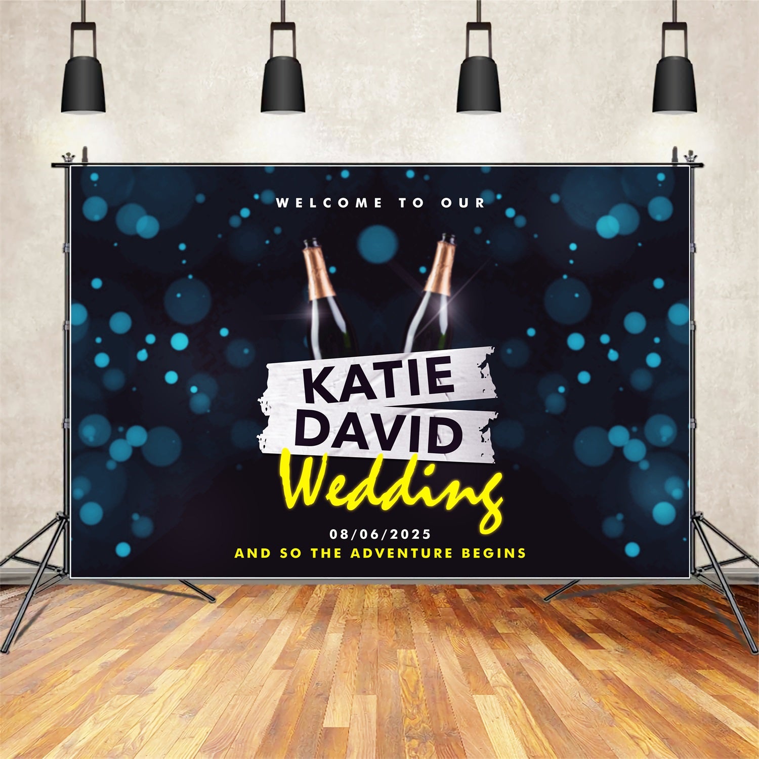 Personalized Wedding Photo Booth Backdrop Champagne Celebration Backdrop UK BRP1-410