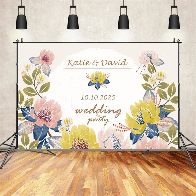 Personalized Wedding Backdrop Soft Pastel Bliss Backdrop UK BRP1-413