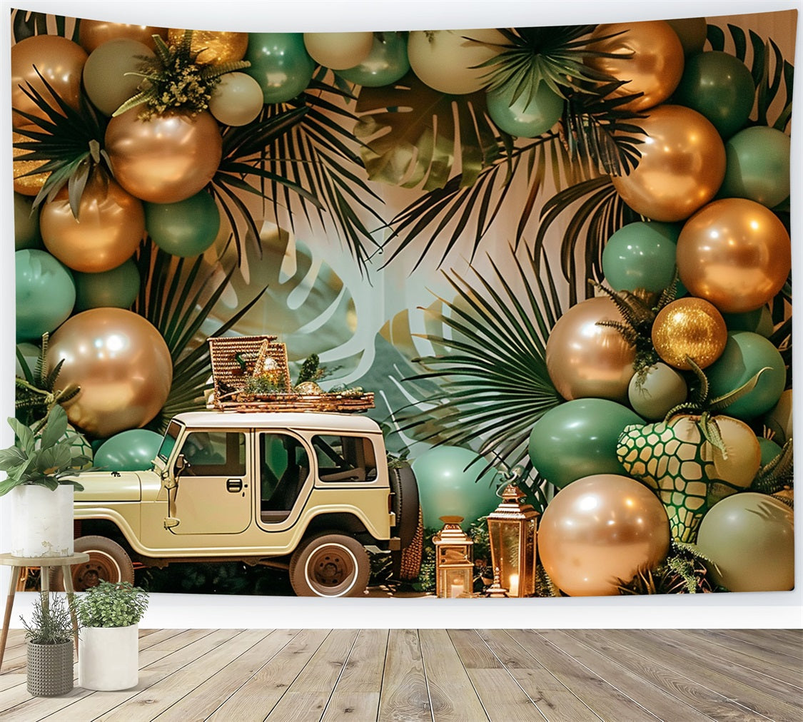 Safari Jeep Adventure Boho Tropical Backdrop UK BRP10-105