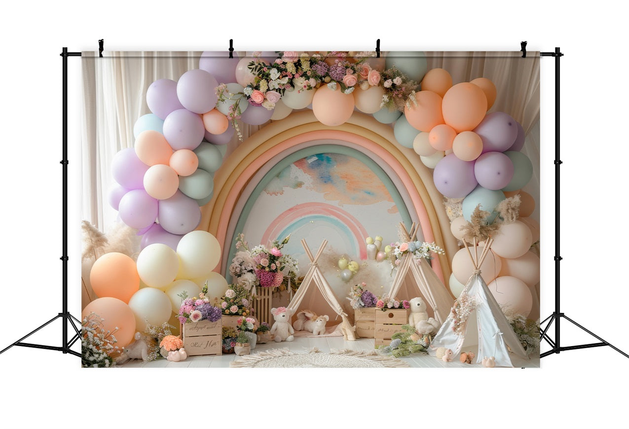 Diy Birthday Backdrop Ideas Rainbow Balloon Teepee Backdrop UK BRP10-365