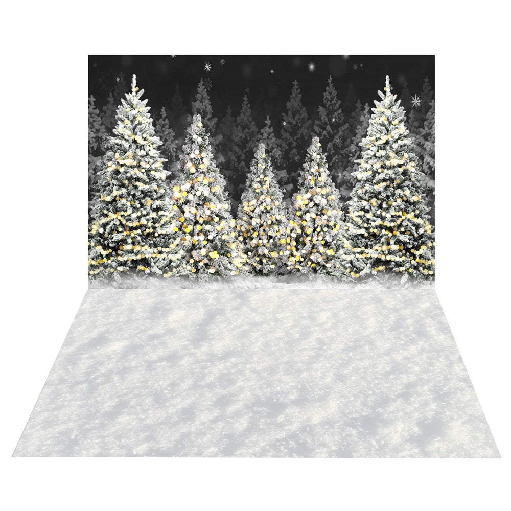 Winter Forest Decor Backdrop+Snowy Floor Backdrop UK BRP10-458