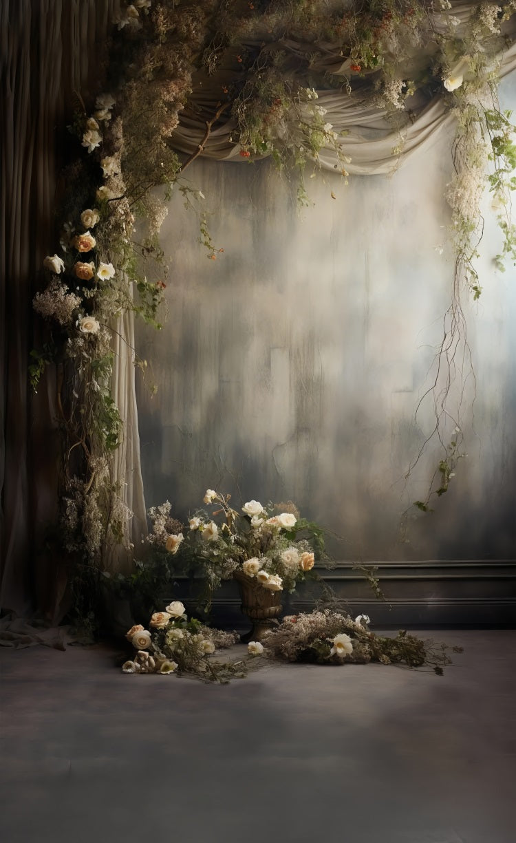 Retro Floral Sweep Fine Art Style Backdrop UK BRP10-541