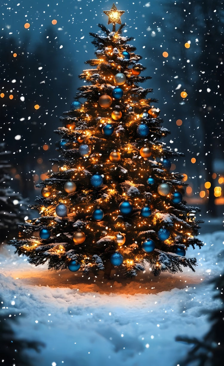 Christmas Tree Sweep Snowfall Photography Backdrop UK BRP10-557