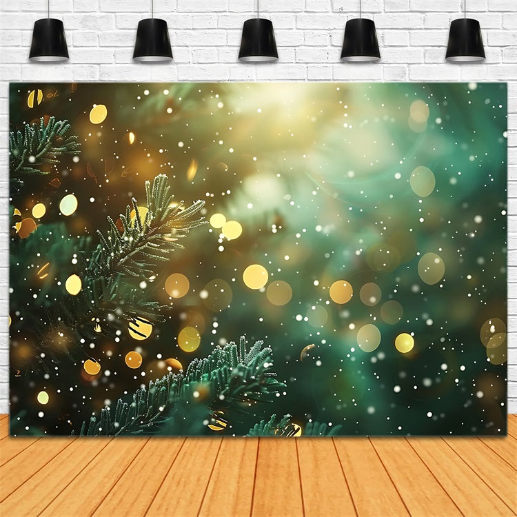 Christmas Photo Backdrops Green Gold Bokeh Shine Backdrop UK BRP11-140