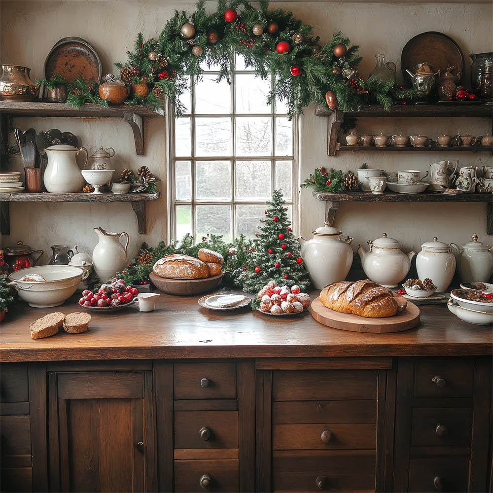 Christmas Picture Backdrop Kitchen Display Bread Loaves Backdrop UK BRP11-196
