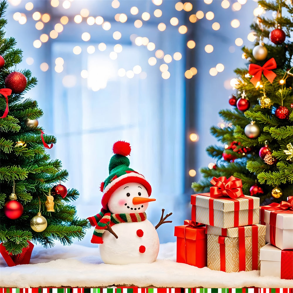 Backdrops For Christmas Snowman Tree Gifts Backdrop UK BRP11-206