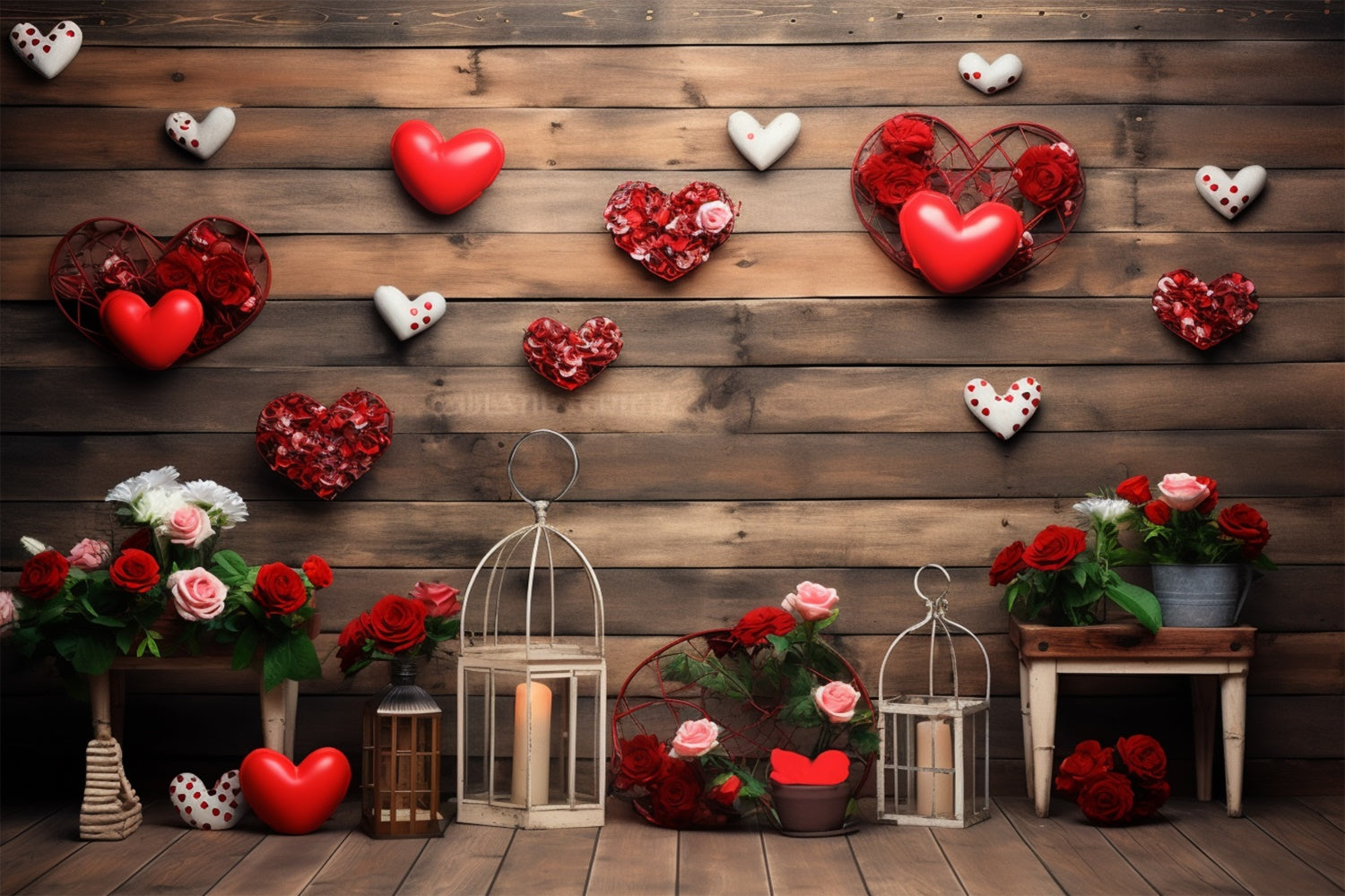 Valentines Day Photoshoot Backdrop Rose Candle Display Backdrop UK BRP11-288