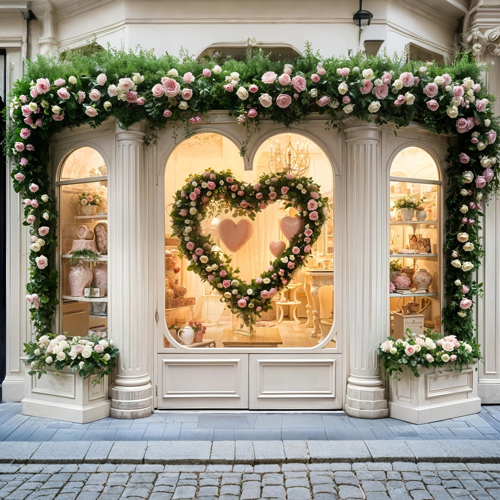 Valentine Theme Backdrop French Shop Floral Heart Backdrop UK BRP11-379
