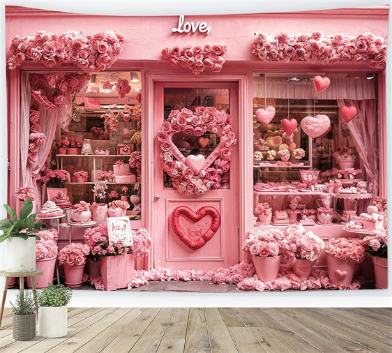 Valentine's Day Backdrop Ideas Flower Shop Wreath Backdrop UK BRP11-381