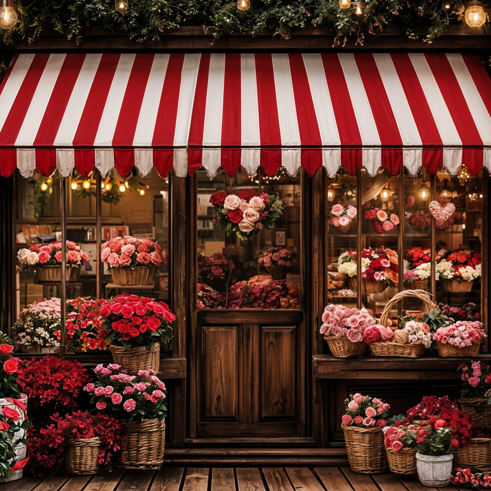 Backdrops Valentines Romantic Rose Heart Shopfront Backdrop UK BRP11-383