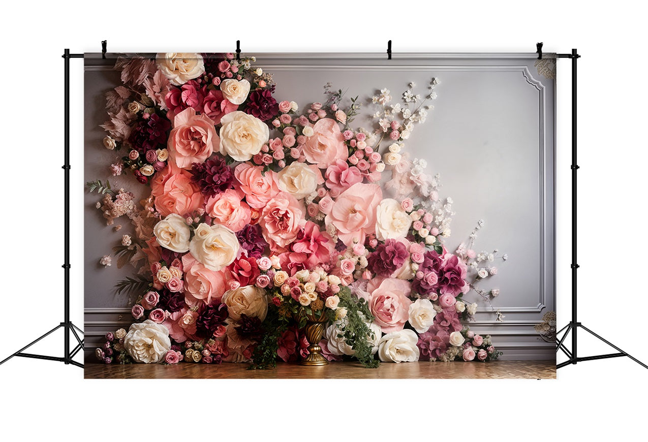 Valentine's Day Backdrop Vintage Pink Floral Wall Backdrop UK BRP11-441