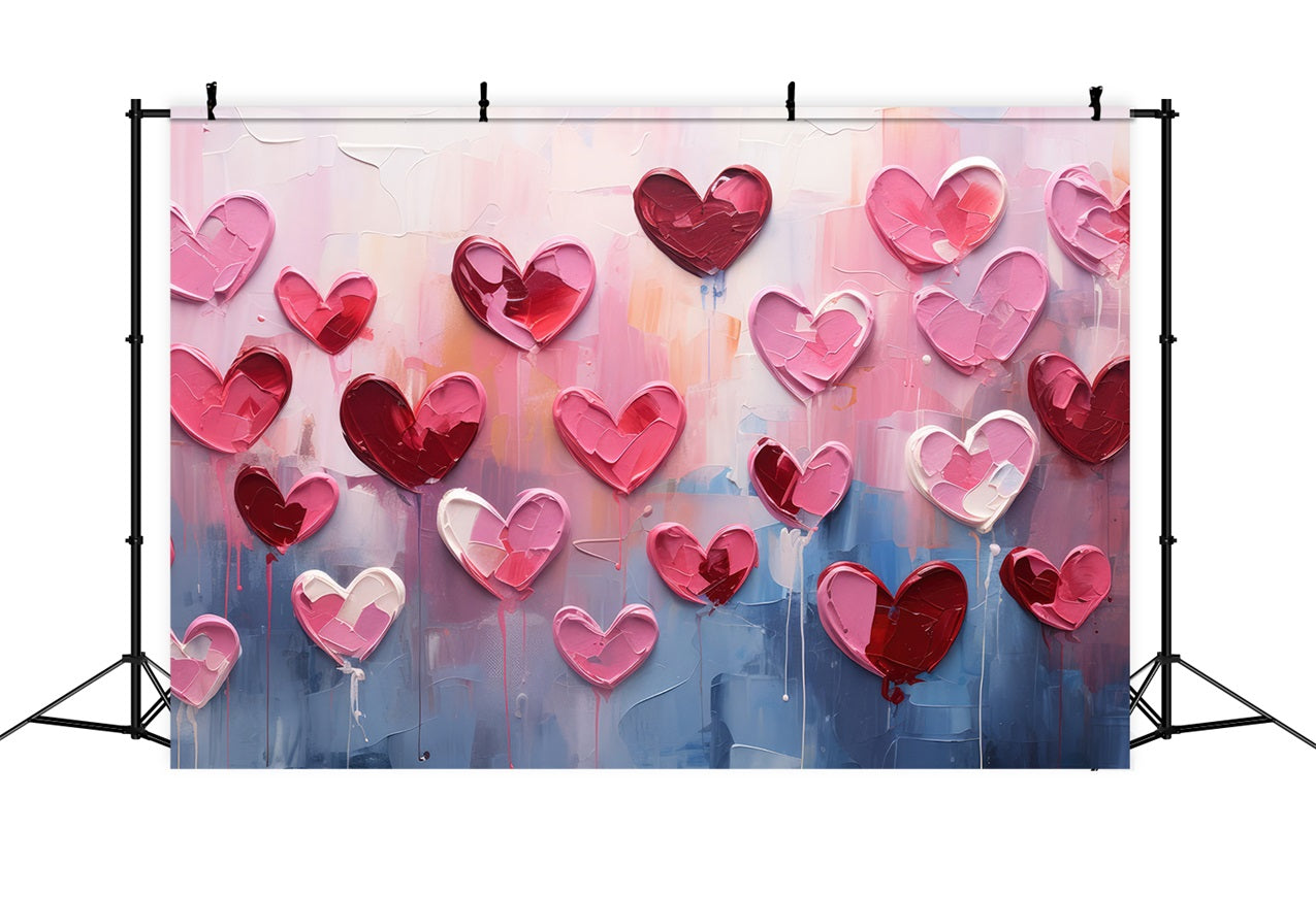 Backdrops Valentines Painted Hearts Textured Art Backdrop UK BRP11-454