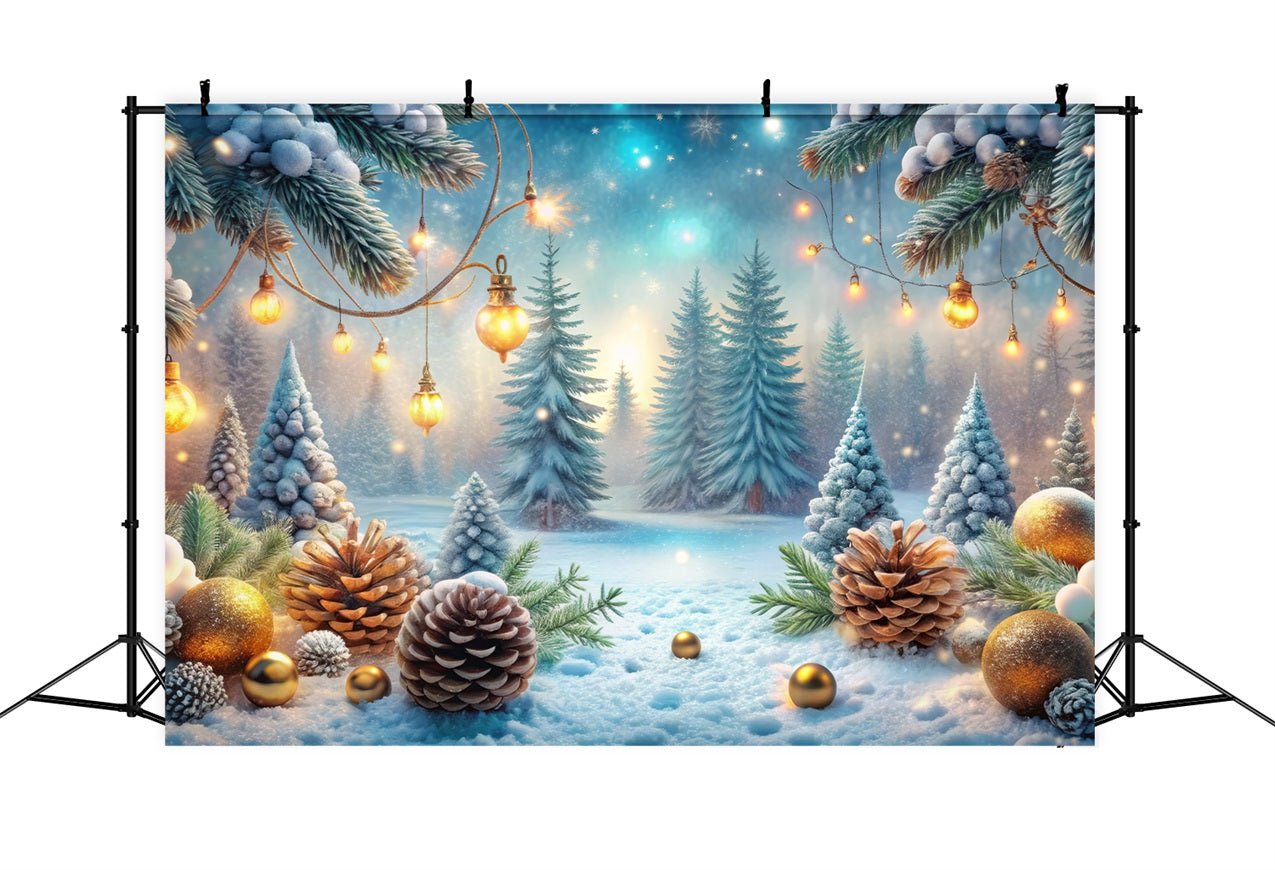 Winter Backdrops Forest Golden Decorations Frosted Pines Backdrop UK BRP11-479