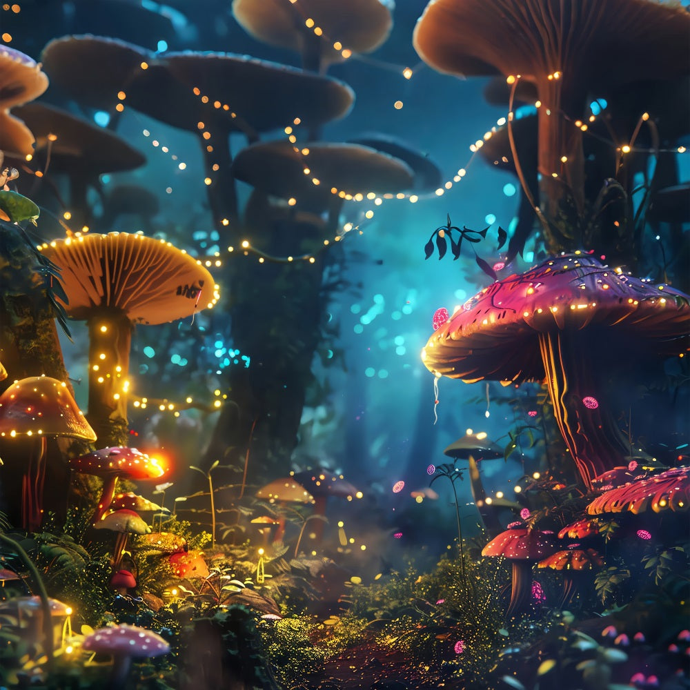 Spring Backdrop Photography Luminous Mushroom Forest Backdrop UK BRP11-509