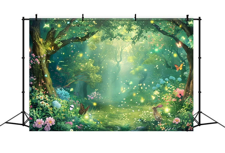 Spring Picture Backdrop Forest Glowing Butterfly Backdrop UK BRP11-513