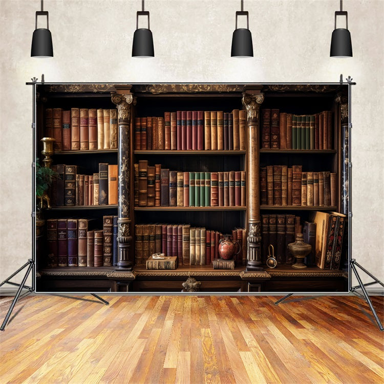 Vintage Photo Backdrops Ornate Book Shelving Backdrop UK BRP11-570