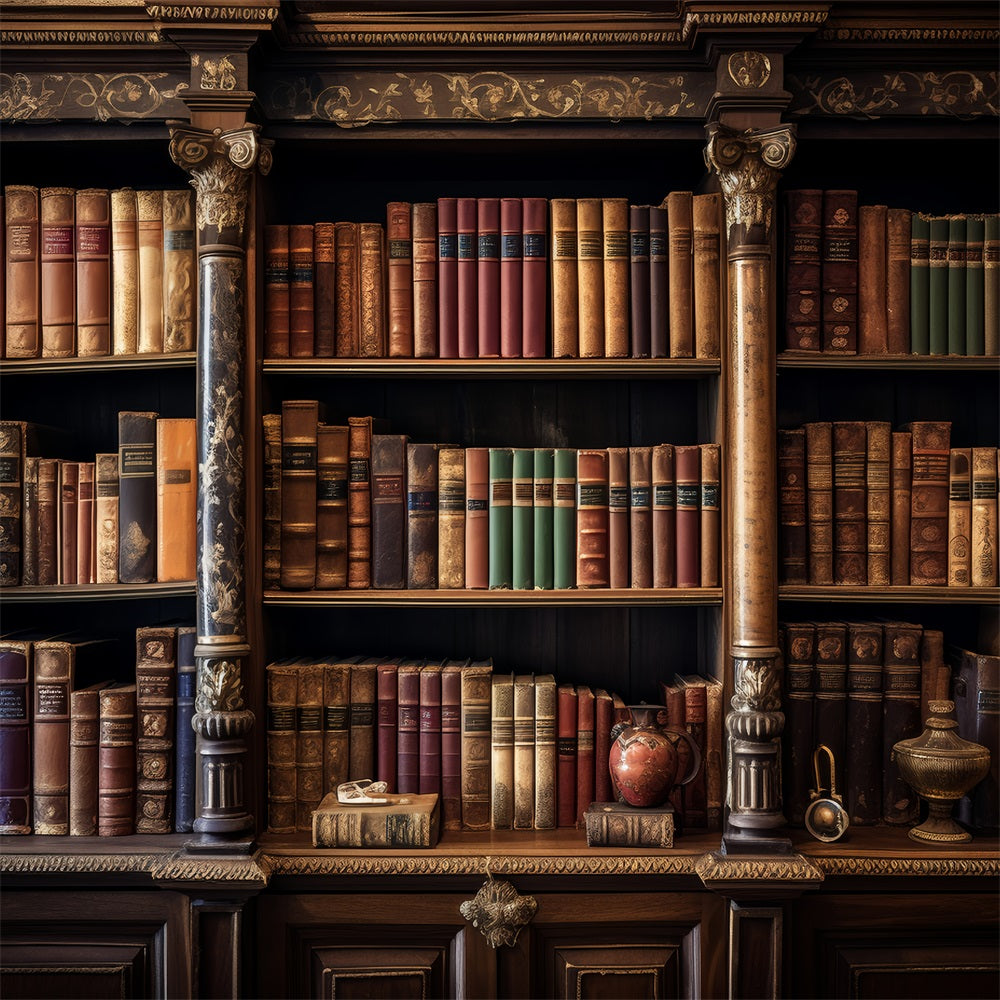Vintage Photo Backdrops Ornate Book Shelving Backdrop UK BRP11-570