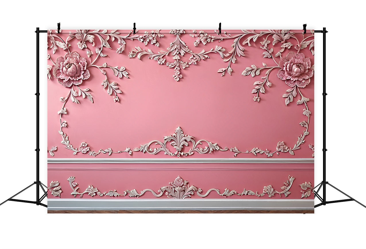 Vintage Photo Backdrop Retro Wall Pink Carvings Backdrop UK BRP11-575