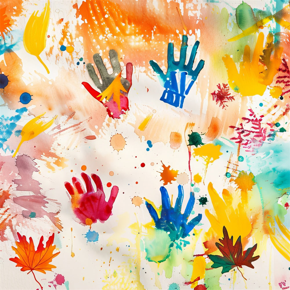 Graffiti Wall Backdrop Colorful Handprint Art Backdrop UK BRP12-146