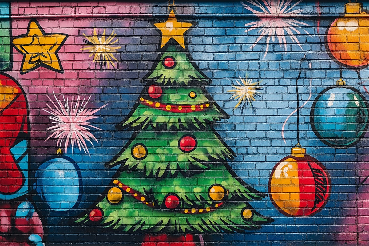 Graffiti Backdrop Christmas Colorful Brick Wall Backdrop UK BRP12-151
