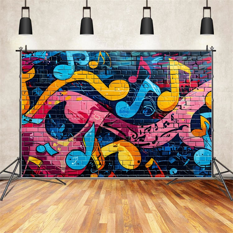 Graffiti Wall Backdrop Music Note Color Brick Backdrop UK BRP12-156