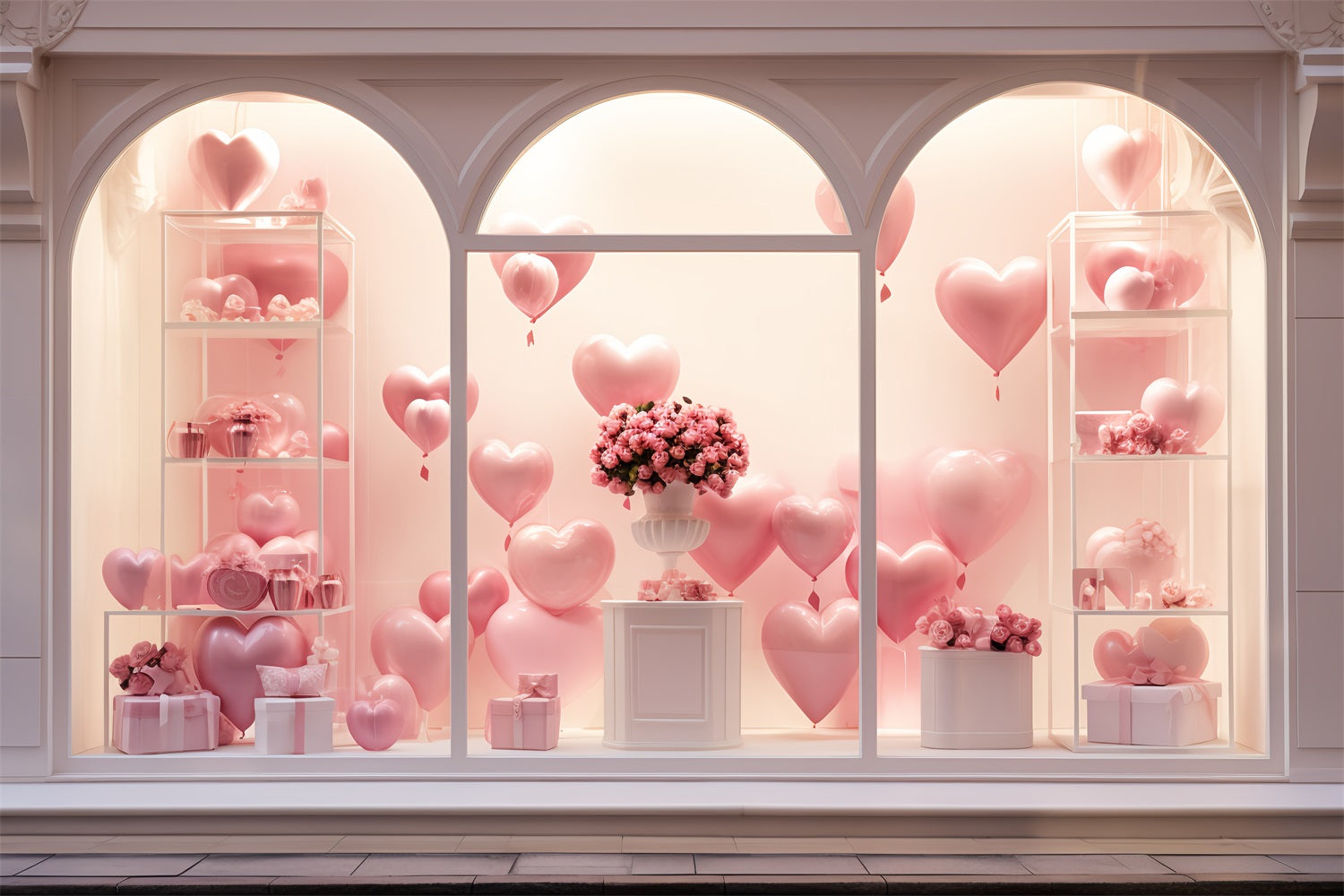 Valentines Backdrops Window Balloons Rose Bouquets Backdrop UK BRP12-192