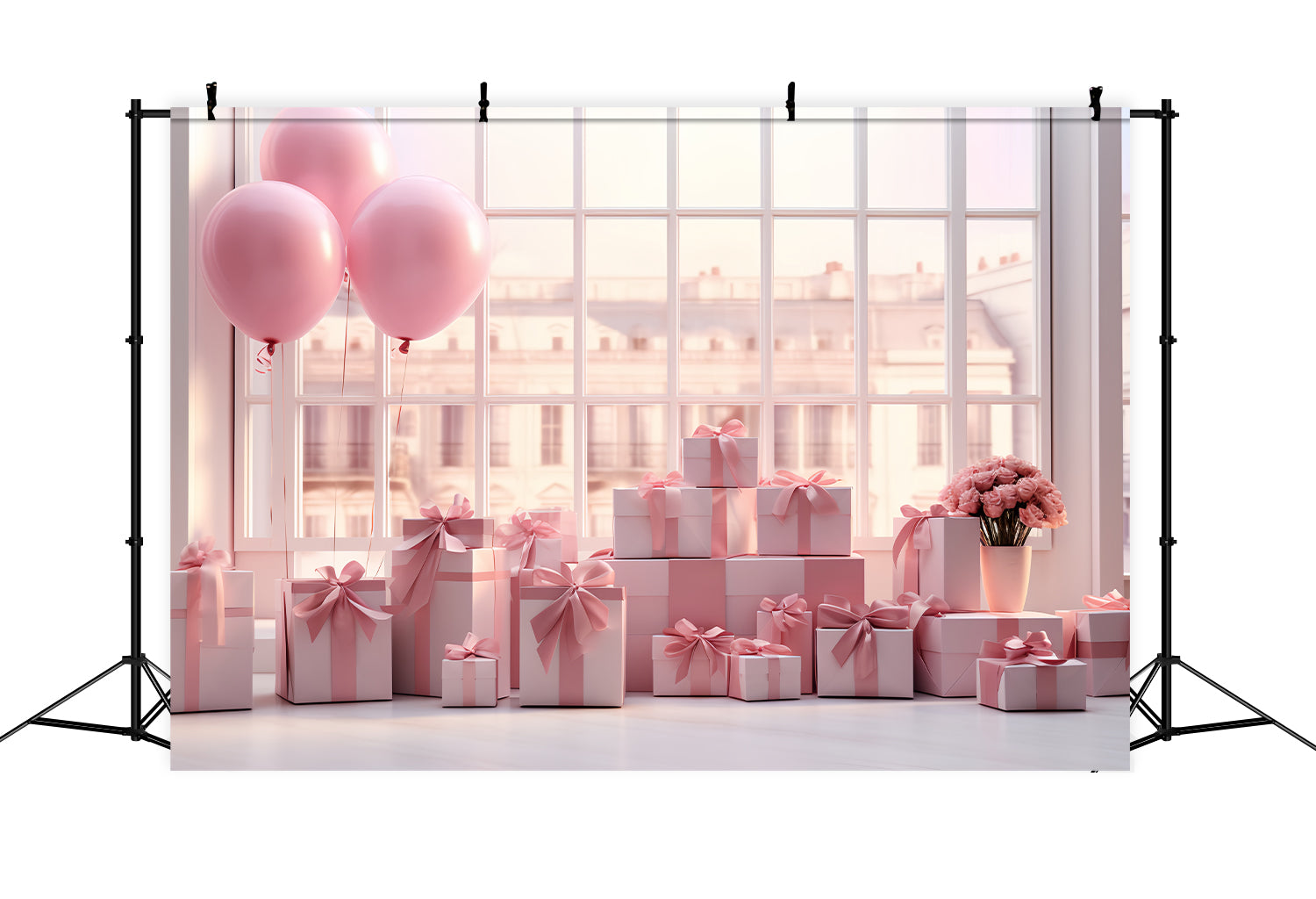 Valentine Photography Backdrops Balloon Gift Window Arrangement Backdrop UK BRP12-195