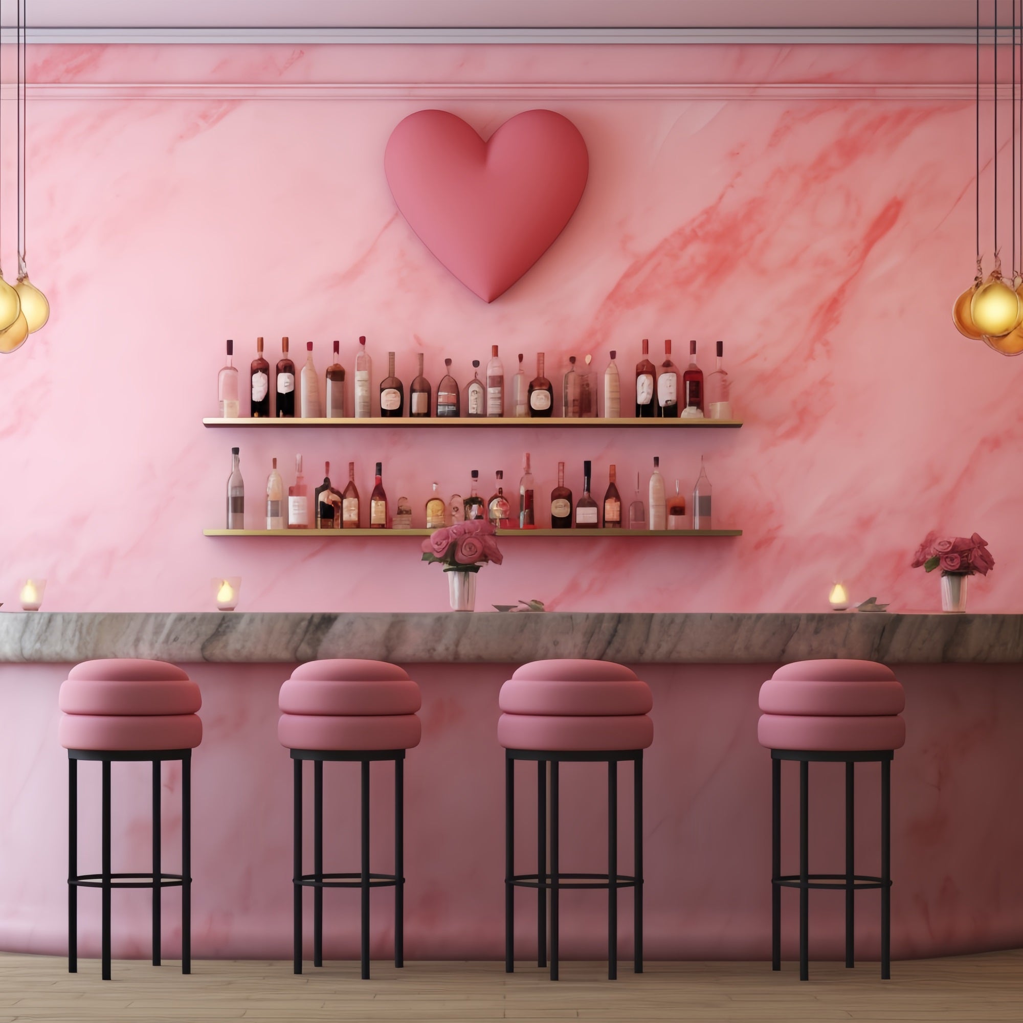 Valentines Photography Backdrop Pink Heart Bar Backdrop UK BRP12-197