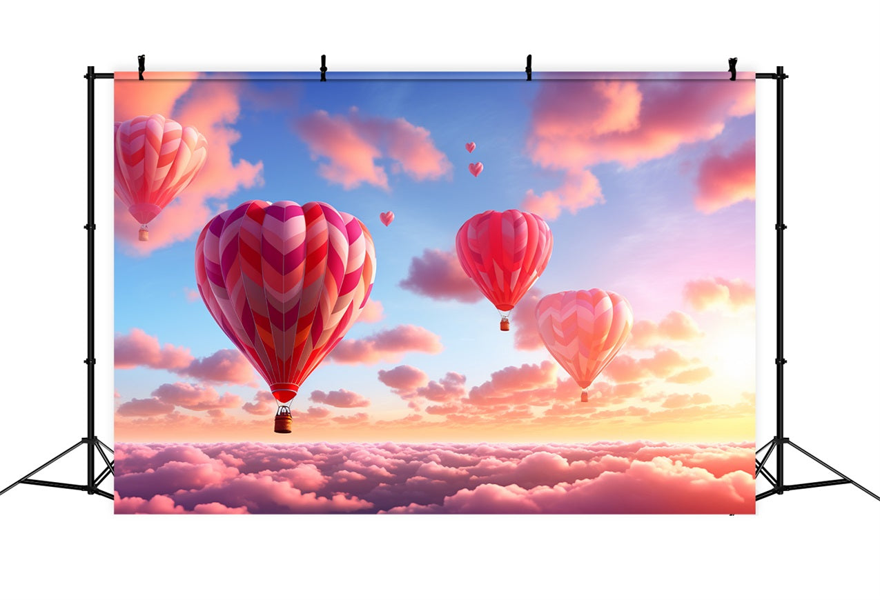 Valentine's Day Photography Backdrops Sky Hot Air Balloons Backdrop UK BRP12-203
