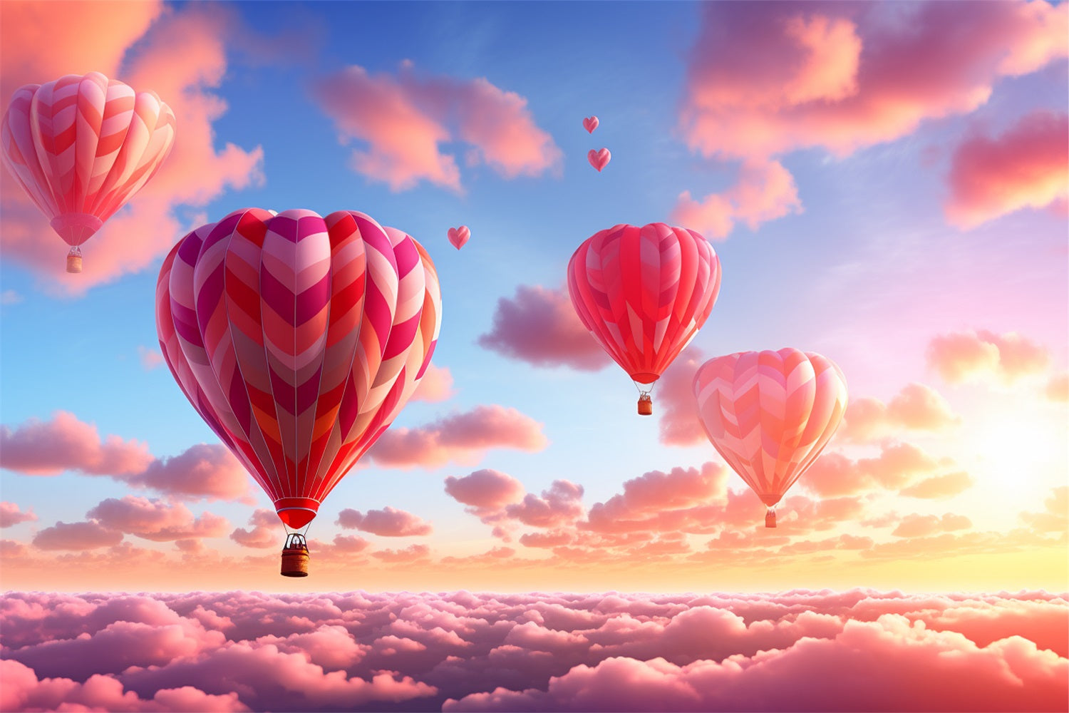Valentine's Day Photography Backdrops Sky Hot Air Balloons Backdrop UK BRP12-203