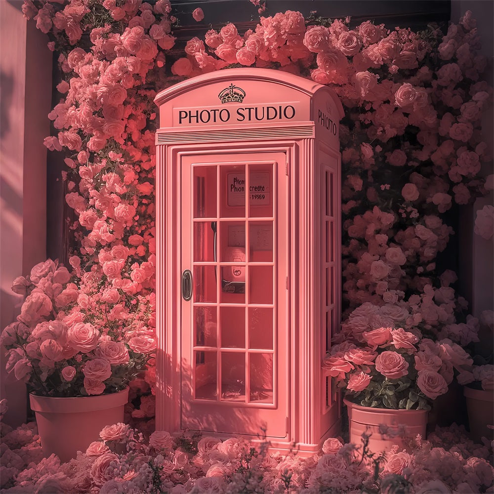 Valentines Photo Booth Backdrop Pink Telephone Floral Backdrop UK BRP12-205