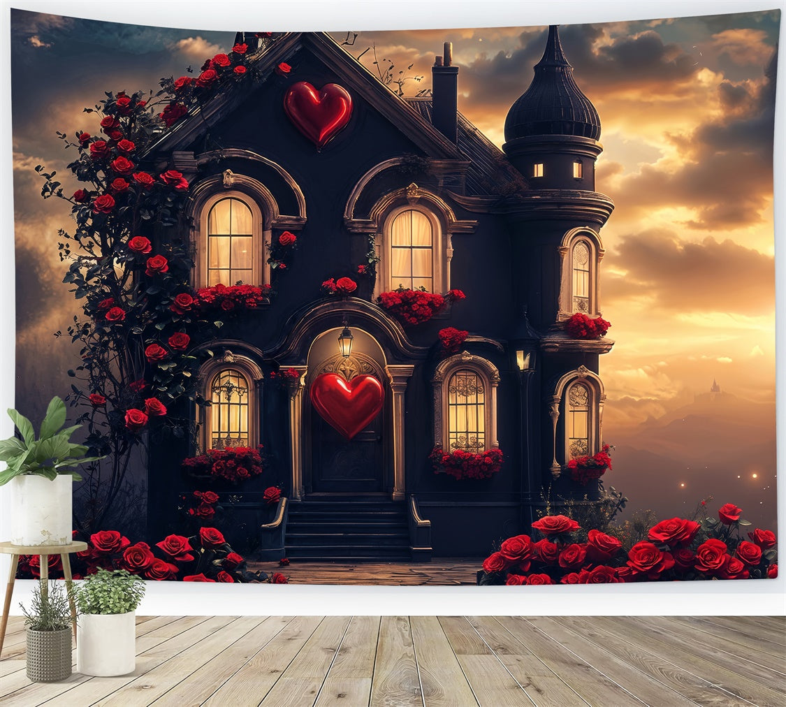 Backdrops Valentines Heart Shaped Rose Gothic Home Backdrop UK BRP12-208