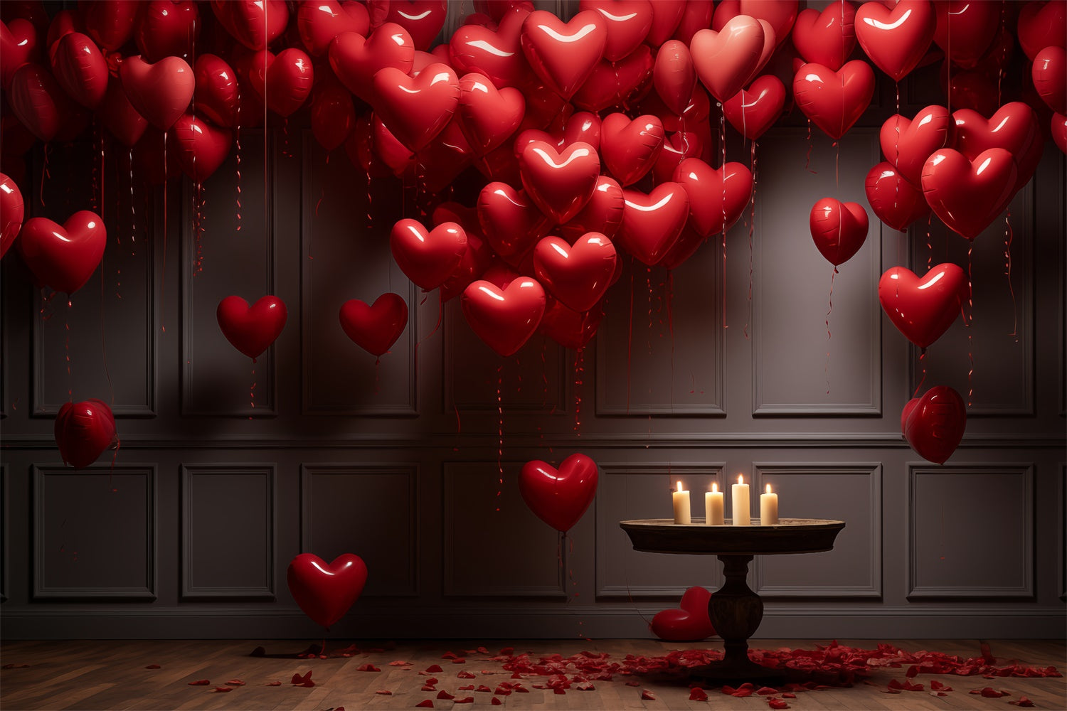 Valentine Backdrop Red Heart Balloons Candlelight Room Backdrop UK BRP12-210