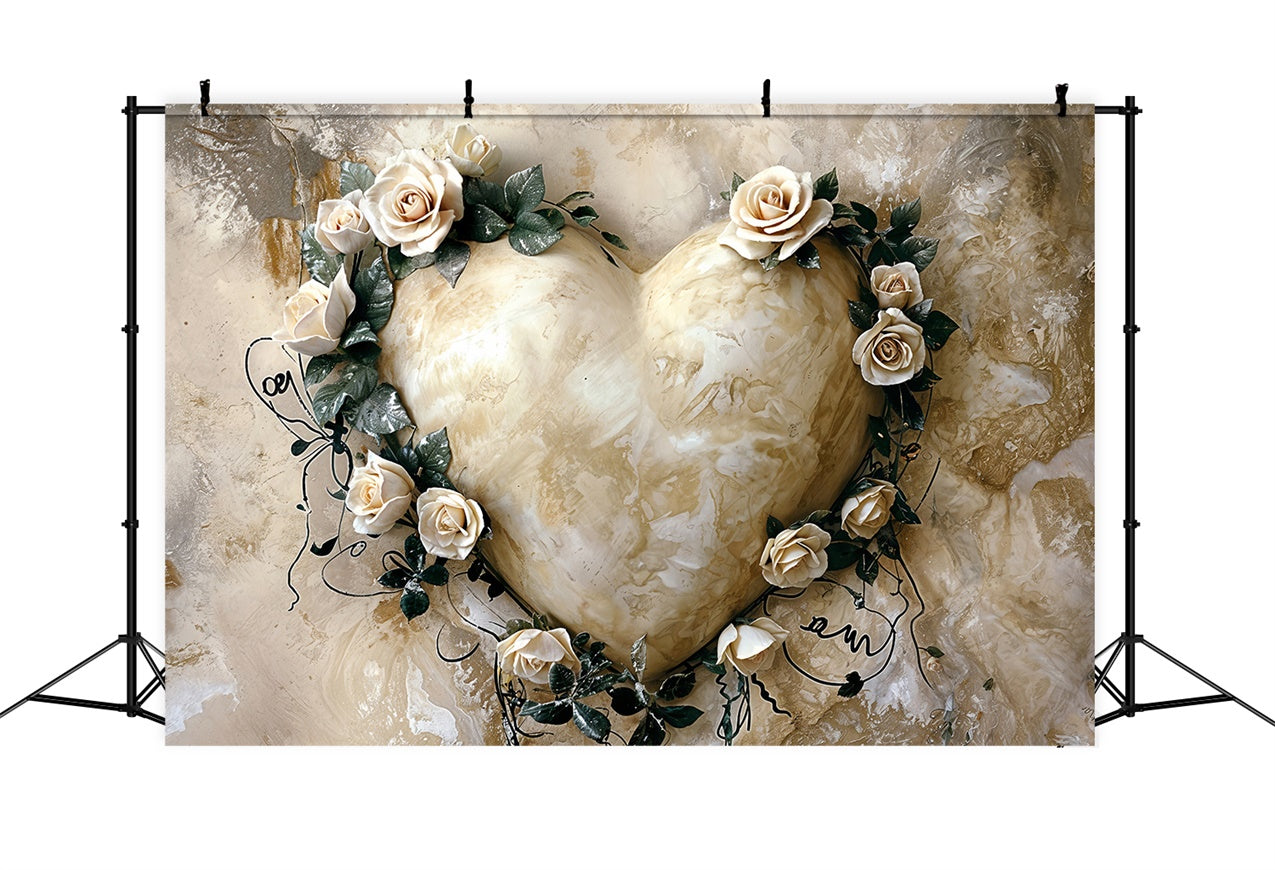 Backdrop For Valentine Classic Marble Texture Rose Heart Backdrop UK BRP12-218